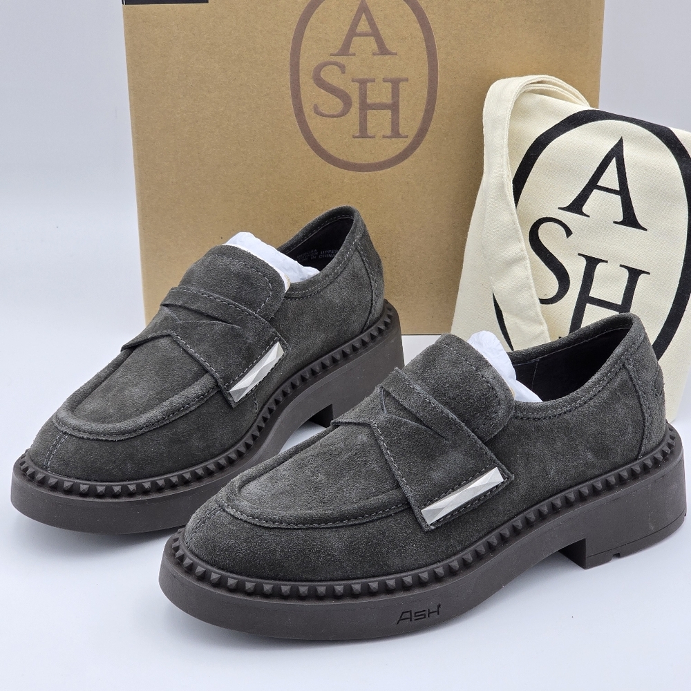 NIB Ash Medusa Suede Studded Platform Loafers, Bistro, EU 35/US 5, with dust bag - Picture 6 of 16